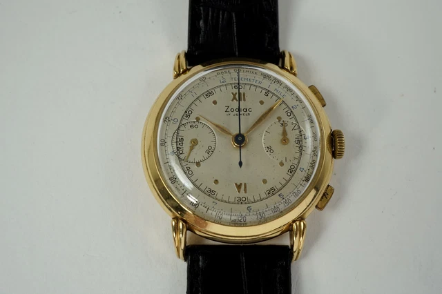 ZODIAC REGISTRE Chronographe Vintage 18K Joli Grand 37Mm Valjoux