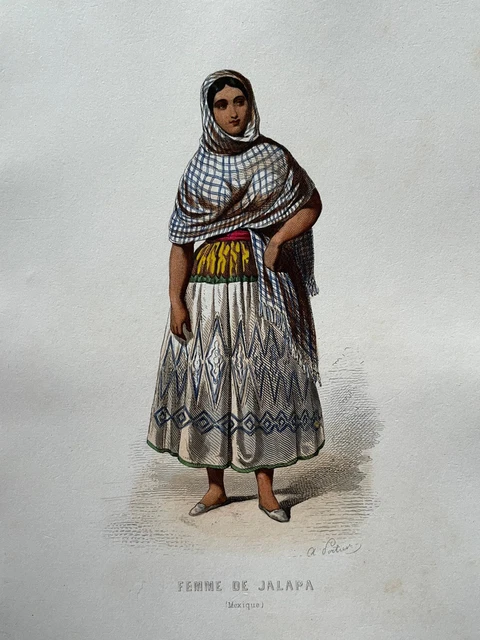 WOMEN'S JALAPA Mexico ENGRAVING Aubert COSTUMES South America Doorman 19th°