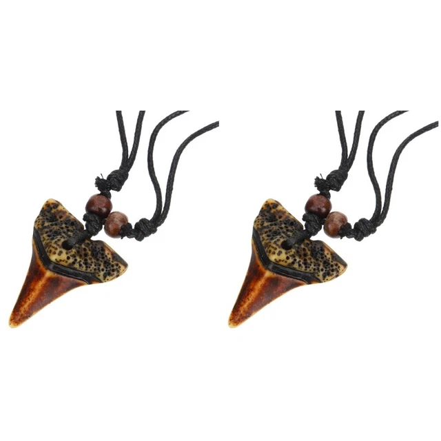 2 COUNT COLLANA Di Denti Squalo Ciondoli Da Uomo Gioielli Collo Collane