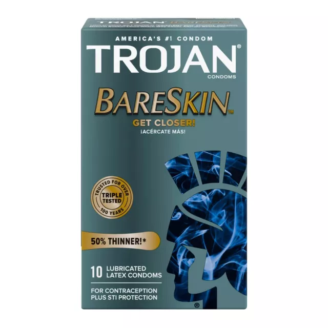 Trojan Bareskin "Get Closer" Lubricated Condoms - 10 Pack (50% Thinner)