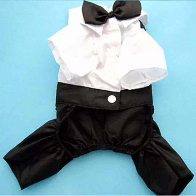 Small Pet Dog Clothes Men's Suit Boy Puppy Suspender Pant Apparel Jumpsuit Shirt 2