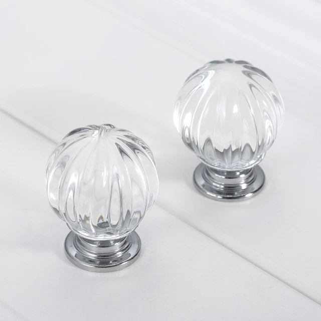 30mm Clear Crystal Pumpkin Knob Door Cabinet Closet Dresser Drawer Pull Handle
