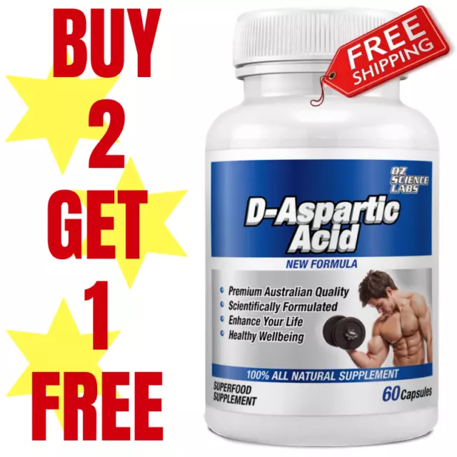 DAA - D Aspartic Acid - PCT - Muscle - 60 Capsules - Buy 2 - Get 1 FREE