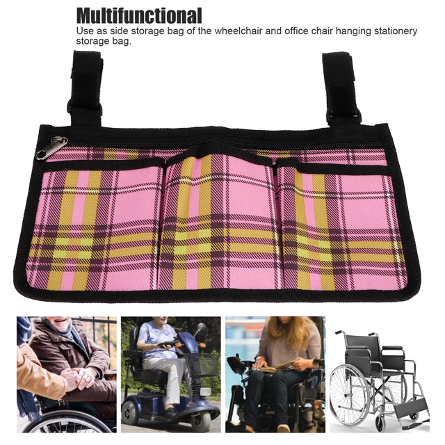 Bolso organizador colgante para silla de ruedas multibolsillo rojo rosa para MX