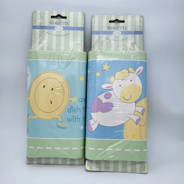 2 Wamsutta Baby Nursery Rhymes Prepasted Wall Border, New 8" x 7 yds