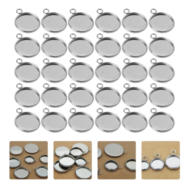 50Pcs Runde Blank Hängende Behälter Silber Halloween Schmuck 2