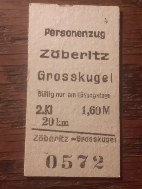 Edmondsonsche Fahrkarte Zöberlitz - Großkugel 0572