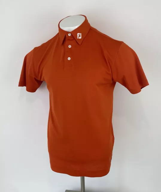 Footjoy FJ Golf Polo Shirt Orange Athletic Fit Sz Medium Men’s