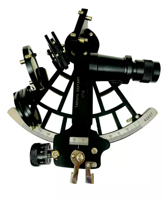 Vintage Nautical Tamaya Sextant Black 9" Navigation Brass Working Antique Marine