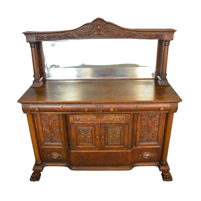 Antique Sideboard in Oak with Lions #21539