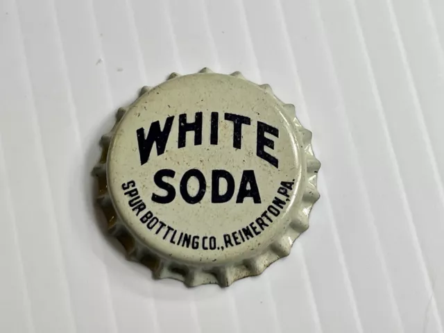 Vintage - White Soda Bottle Cap *Cork Back* (Blue / White In Color)