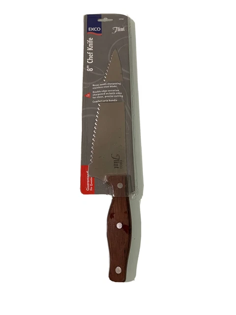 EKCO FLINT Stainless Double Edge SERRATED 8” Chef Knife New