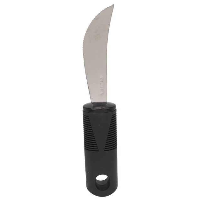 5pz Coltello in acciaio inox utensili adattivi per anziani manico in gomma nera per GF0