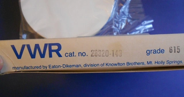 VWR FILTER PAPERS Cat. No.  28320-143 grade 615  18.5 CM Qualitative 100 Circles