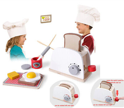 TikTakToo Legno Cucina Giocattolo Gioco Set Pentole Tostapane Macchina Robot da Mixer 