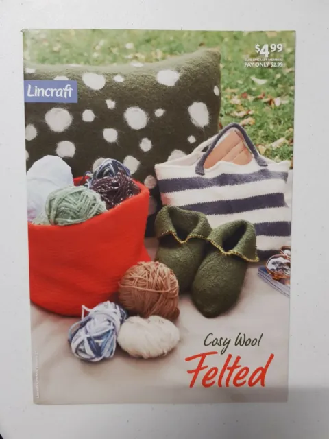 Felting Pattern Book- Lincraft Gatefold 27 Bag Slippers Cushion Cosy Wool Felted