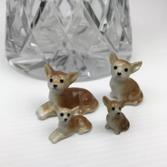 Miniature Ceramic Hand Painted Chihuahua ~ Set of 4 Collection (B) ~ Figurine