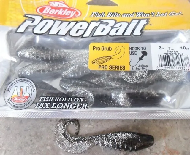 Berkley PowerBait Pro Grub 3" - Black Ice ~ Flat Rate Postage