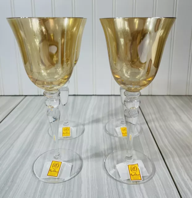 Royal Danube Hand Painted Crystal Wine Glasses Set Of 4 With Tags