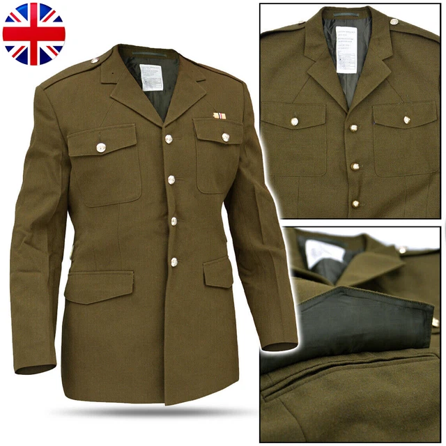 BRITISH ARMY NO 2 Dress Uniform Jacket Tunic Khaki Olive Vintage
