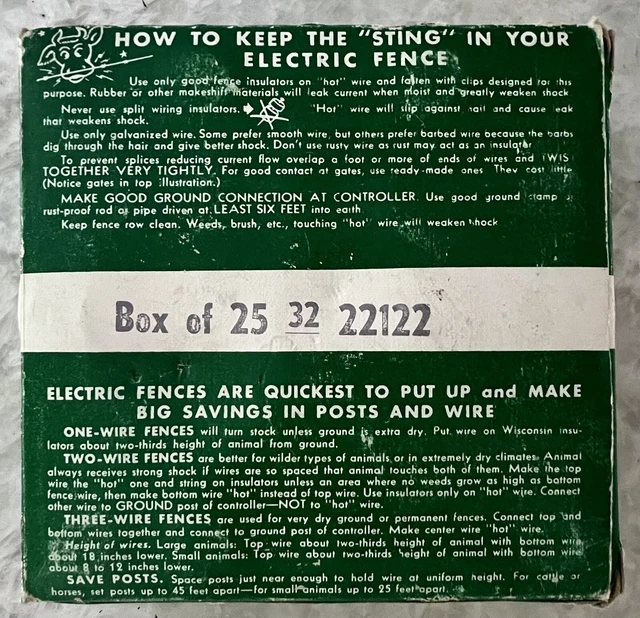 Vintage Box Of 25 Electric Fence Ceramic Insulators WP22E Wisconsin Porcelain Co