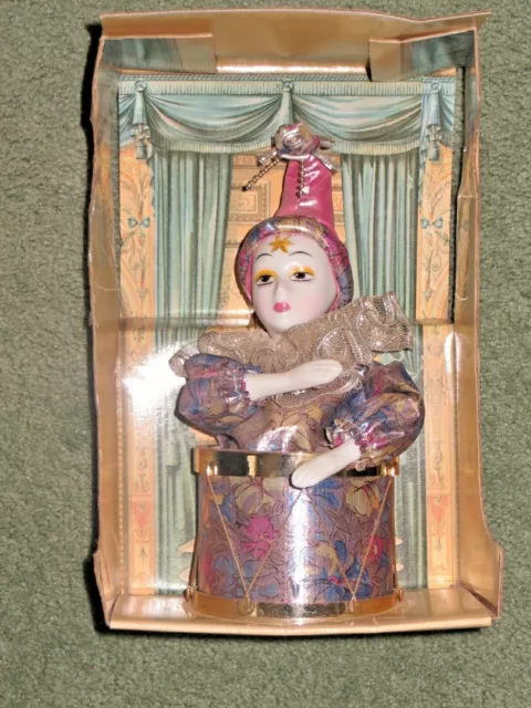 Purple/Blue/Silver Vintage Animated Clown Music Box Plays  "Send In The Clowns"