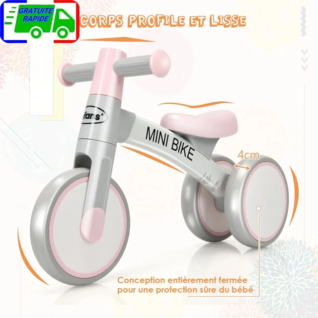 Draisienne sans Pédale pour Bébé avec 3 Roues Silencieuses Jouet d'Equitation Gr