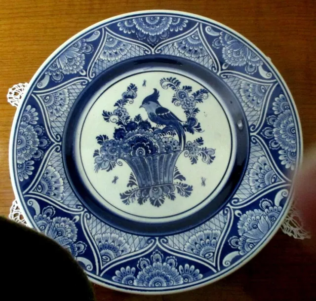 Assiette Blue DELFT Céramique de collection publicitaire Heineken vintage oiseau