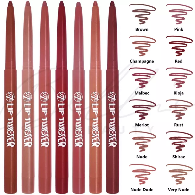 W7 Lip Twister Lip Liner Retractable Pencil Twist Up Crayon Brown Nude Pink Red