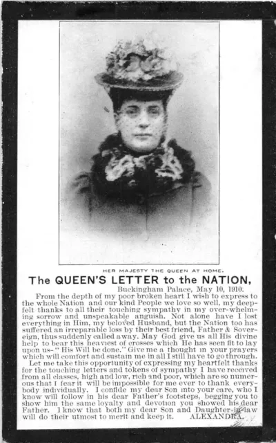 Postcard Royalty  Queen Alexandra Letter To Nation