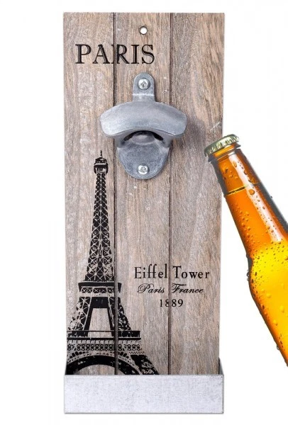 Abridor de Pared Con Recipiente Colector París Abrebotellas Cerveza Abrelatas