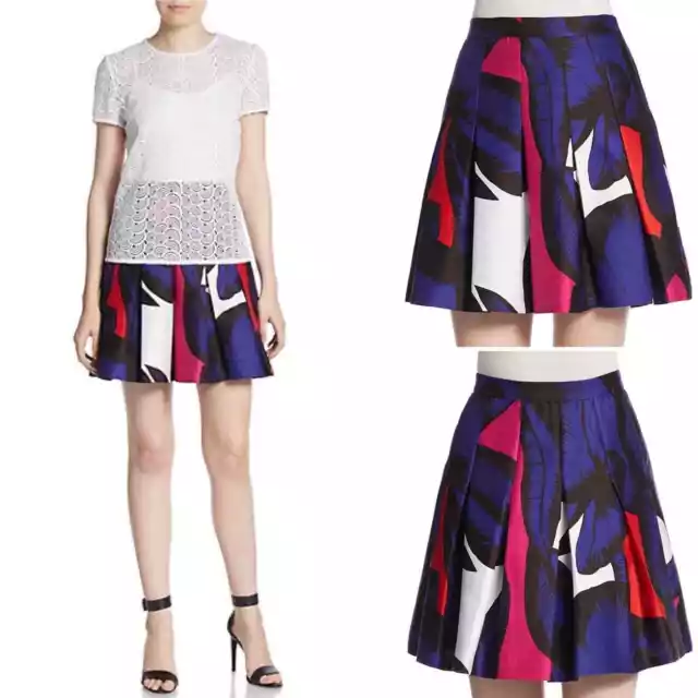 Diane Von Furstenberg Gemma Pleated A-line Silk Mini Skirt Women's 10 NEW