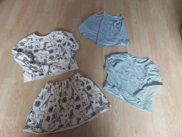 Girls Age 4-5 NEXT Bundle. Safari Co-ord And Stripey Tops