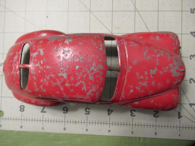 Vintage Slik Toys Lansing, Iowa rouge boîte à lit plat camion aluminium 11