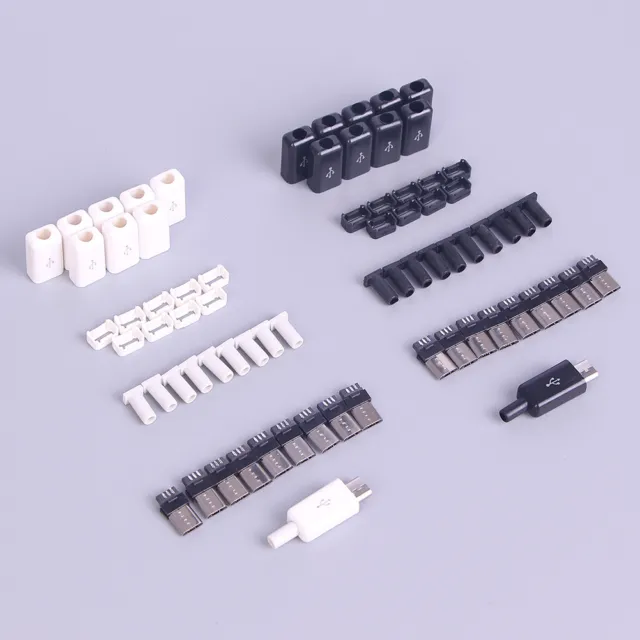 10X Micro USB 5 Pin Welding Type Male Plug Connectors Charger Plug white blac~mj