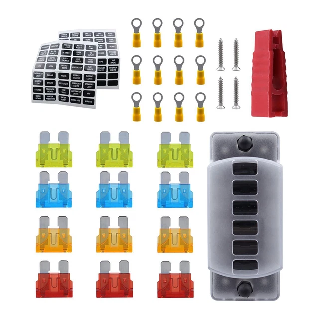 Chelhead Bloc De Fusibles 6 Voies 12V Avec LED Et Barre Négative - Étanche Pour Voiture, Bateau Et Camping-Car