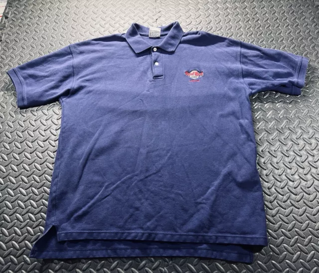 Hard Rock Hotel Cafe Polo Shirt Adult Extra Large Navy Blue Short Sleeve Men's