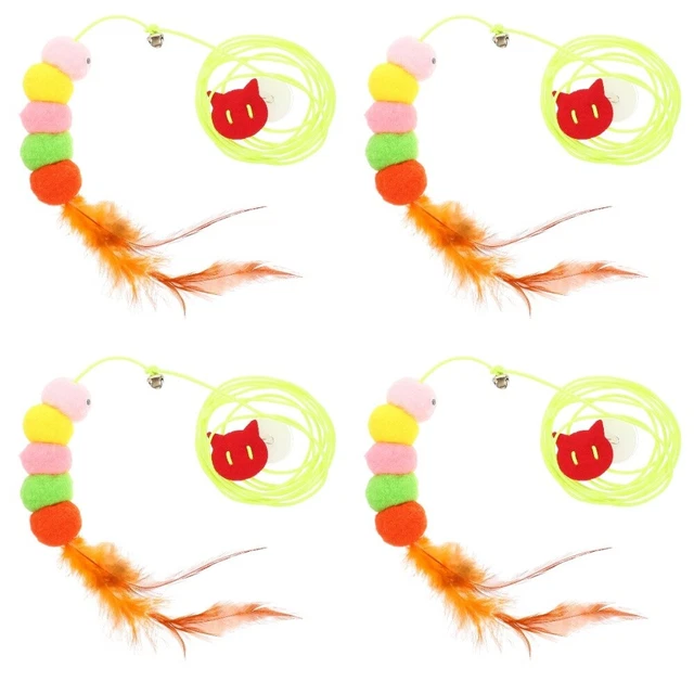 Juego de 4 Divertidos Juguetes para Gatos Cuerda Elástica Juguetes para Colgar Gatos