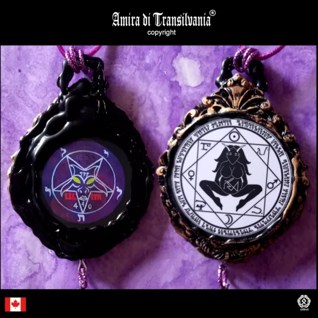 necklace protective talisman magic black pendant wicca baphomet satan halloween