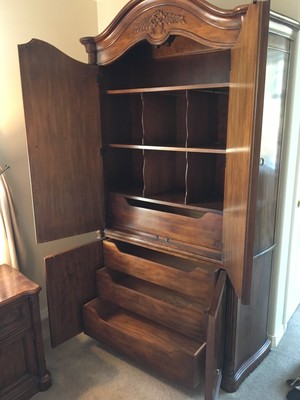 Complete Drexel Heritage King Bedroom Set, Laureatte Model, Bed,Armoire,Dresser+ 6