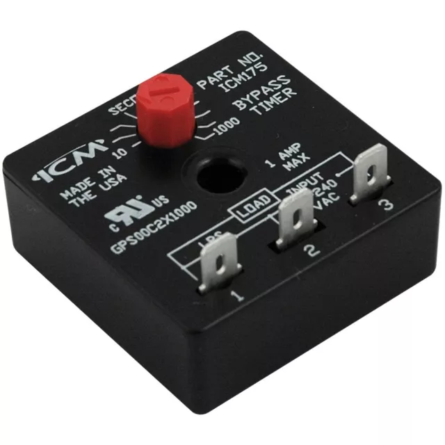 ICM Controls ICM175B Bypass Timer Relay, 10-1,000 Seconds Adjustable, 18-240 VAC