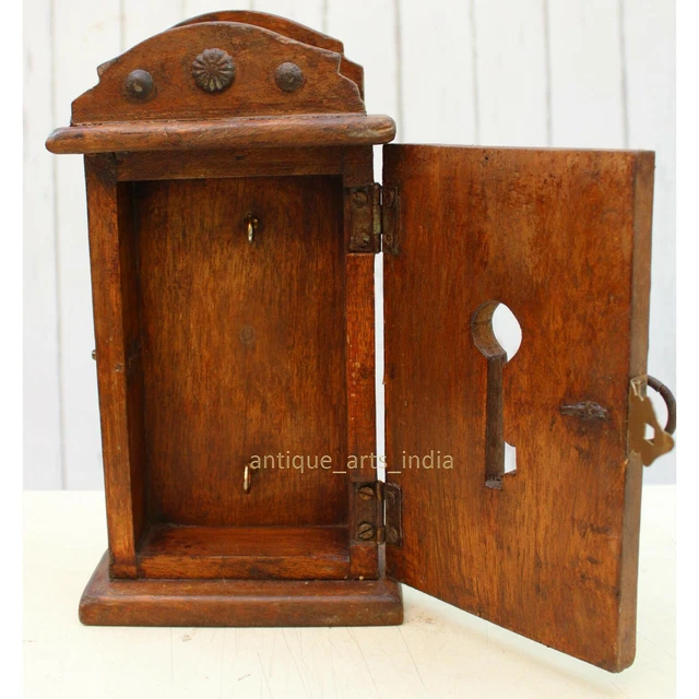 Wall Mounted Key Holder Hand Crafted Brass Fitted Wooden Key Holder with 2 hooks 2