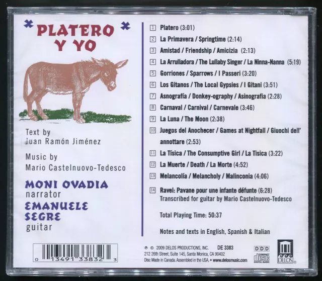 Platero y Yo: Narrado Moni Ovadia; Guitarra de ‎Emanuele Segre - CD Sellado 2