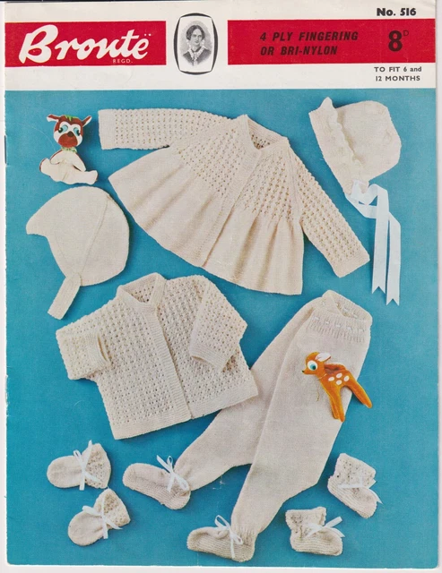 Original Vintage Bronte Strickmuster 516 - Kinderwagen Set