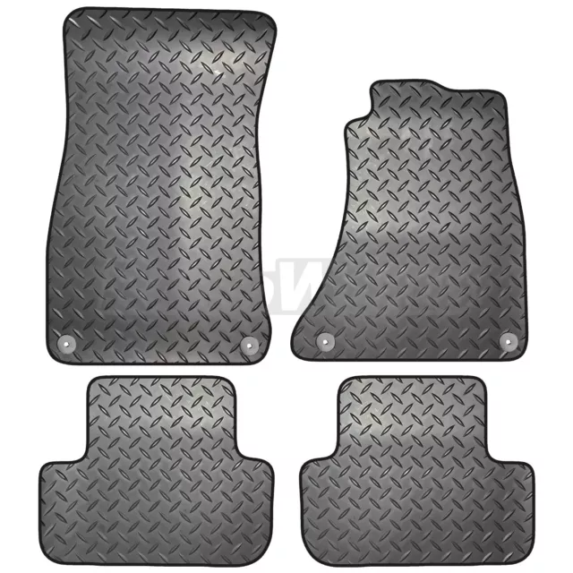 For Audi A5 2DR Coupe 2007 to 2016 Tailored 4 Piece Rubber Mat Set 4 Round Clips