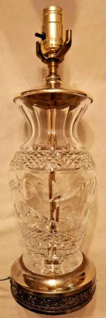 RARE Waterford Crystal And Brass Lamp Vintage Waterford Beautiful Cut Glass 15"