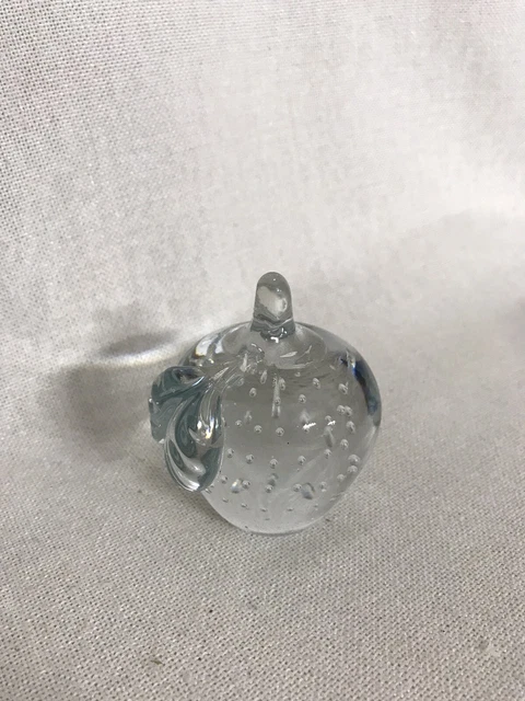 Vintage Strawberry Clear Glass Controlled Bubble Paperweight