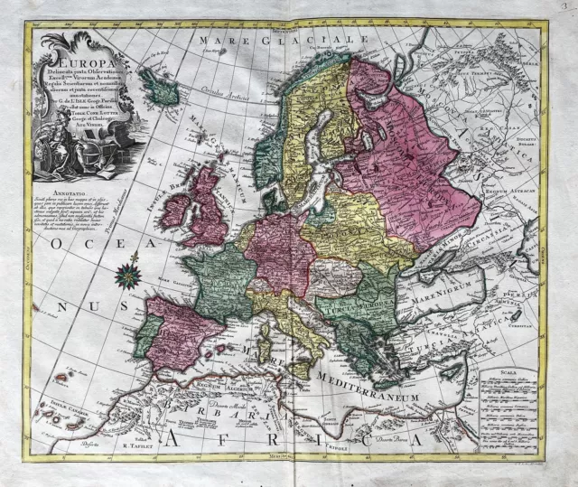 Europa Europe continent Kontinent map Karte Delisle Lotter engraving Kupferstich