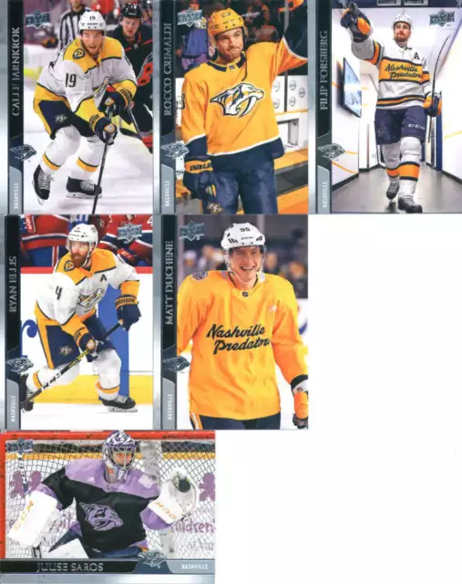 2020-21 Upper Deck Series 1 Nashville Predators Team Set of 6 Cards