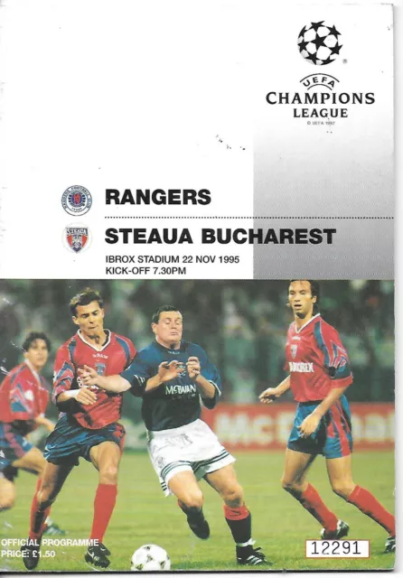 Rangers V Steaua Bucharest 22 Nov 1995 Champions League Vgc